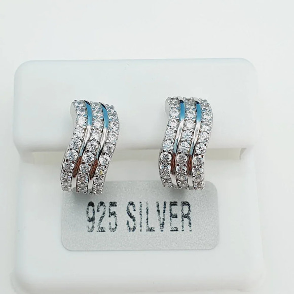"925 Sterling Silver Cubic Zirconia Earrings, UU1P6A6125 - Picture 5 of 10